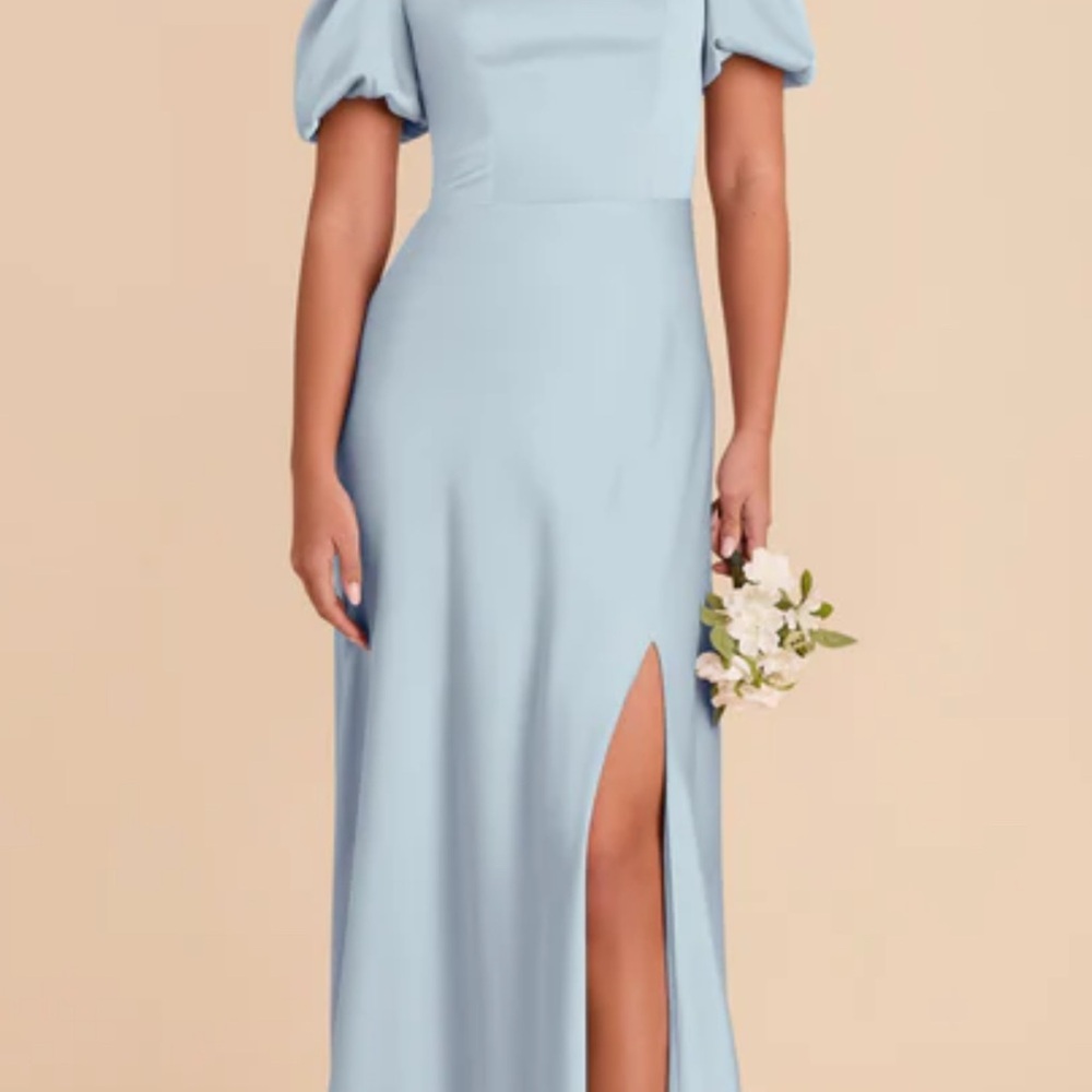 Chic Sky Blue Puff Sleeve Wedding Dress
